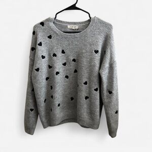 Cute Gray Sweater with Black Heart Accents